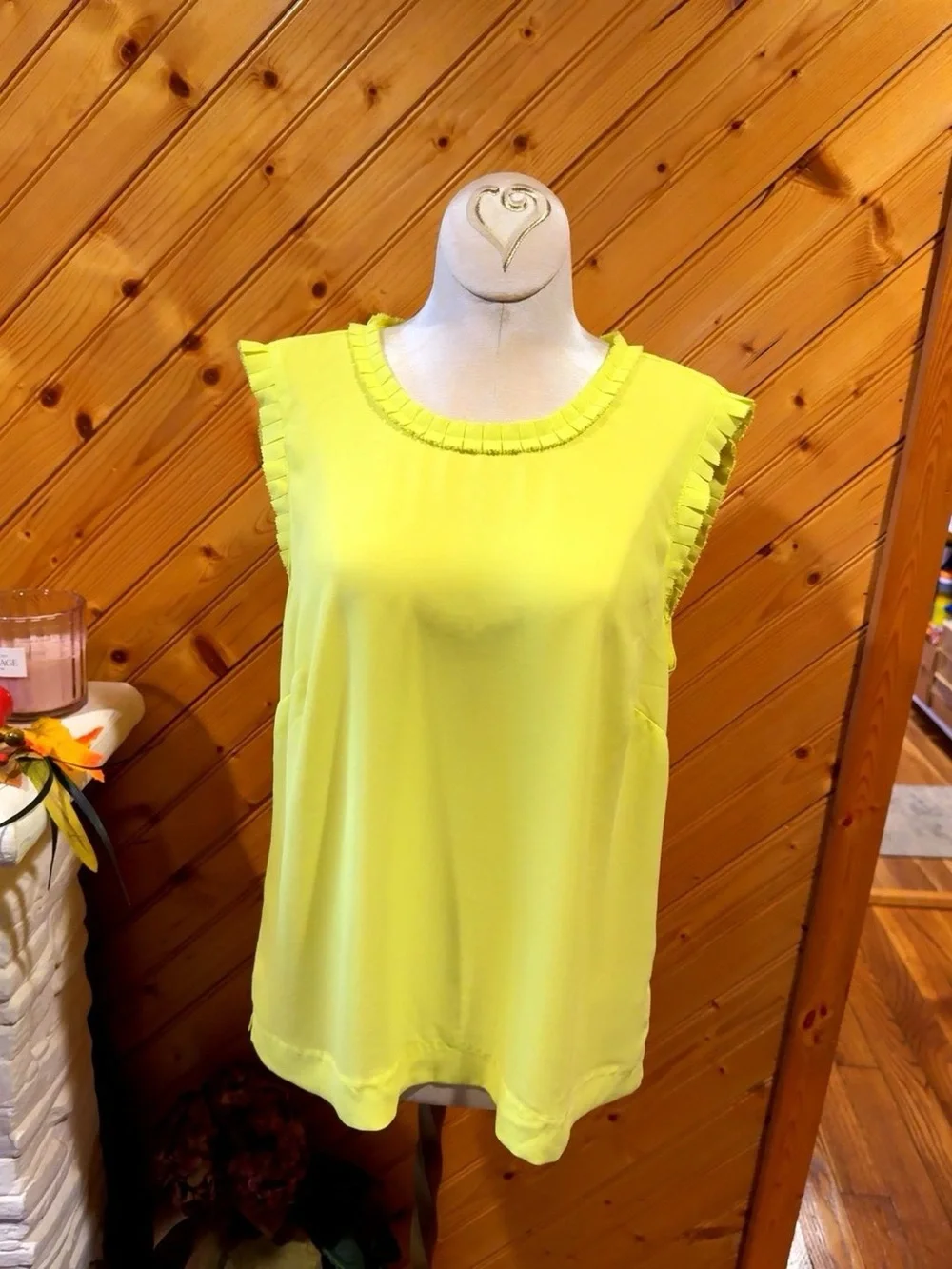 J.Crew Neon Citron Chartreuse Ruffle Tie Back Blouse Size 6